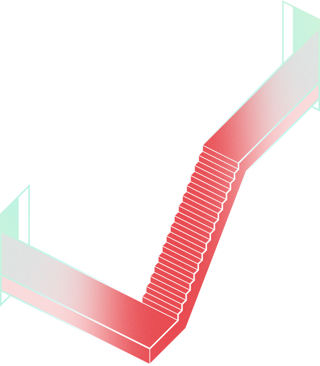 Illustration depicting a bridge connecting two opposing doorways