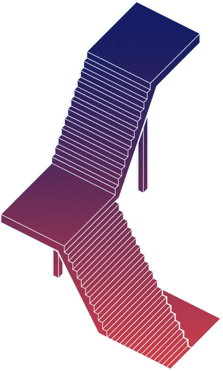 Illustration depicting a staircase ascending from a concealed and confined space