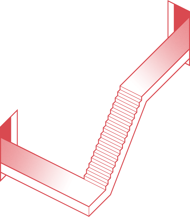 Illustration depicting a bridge connecting two opposing doorways