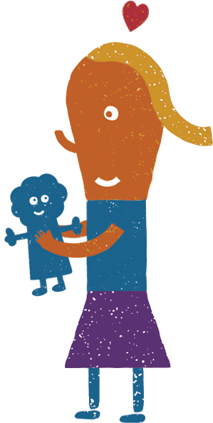 Animation of a young girl playing with her toy doll