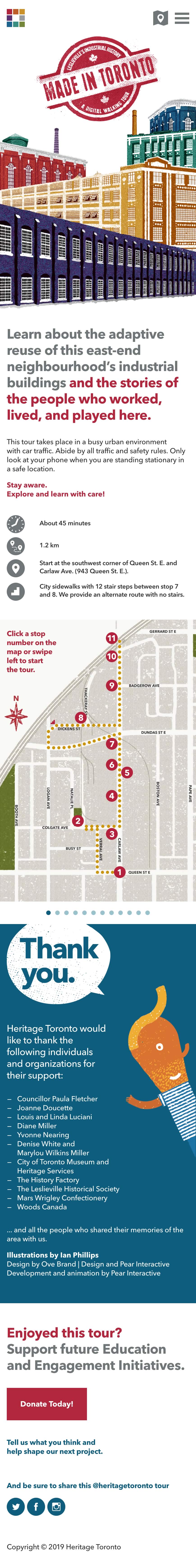 Capture of the full homepage from the Made in Toronto tour/website