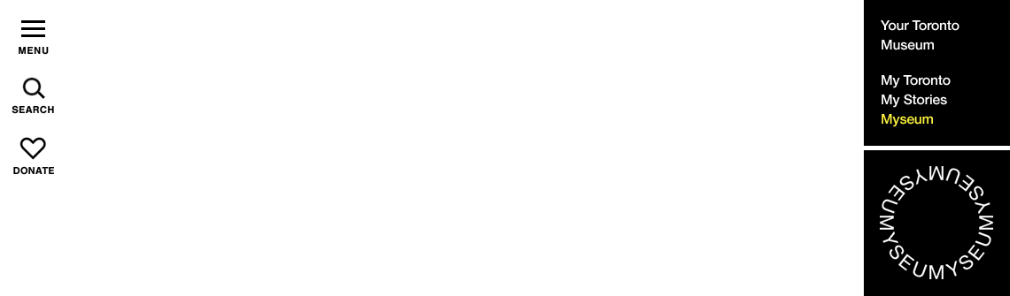 Myseum website sidebar and navigation