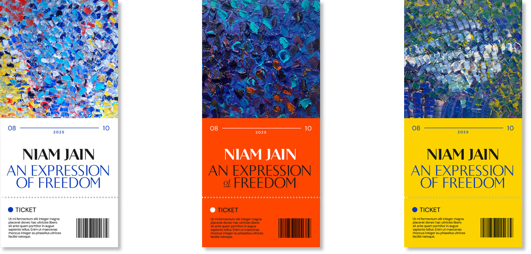 Image of three ticket designs