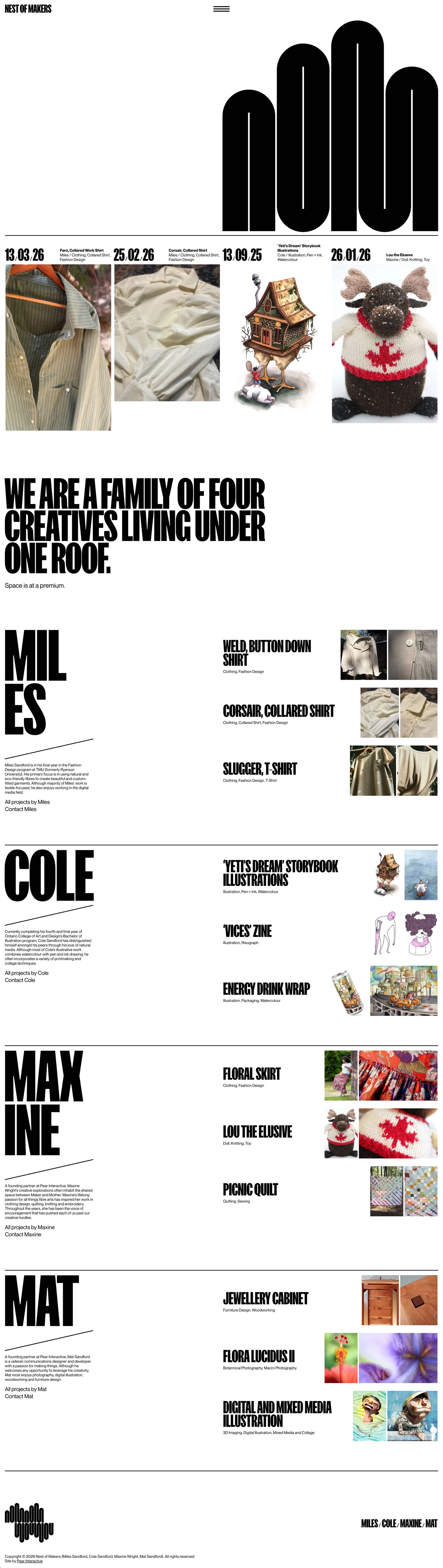 Capture of the full homepage from the Nest of Makers website