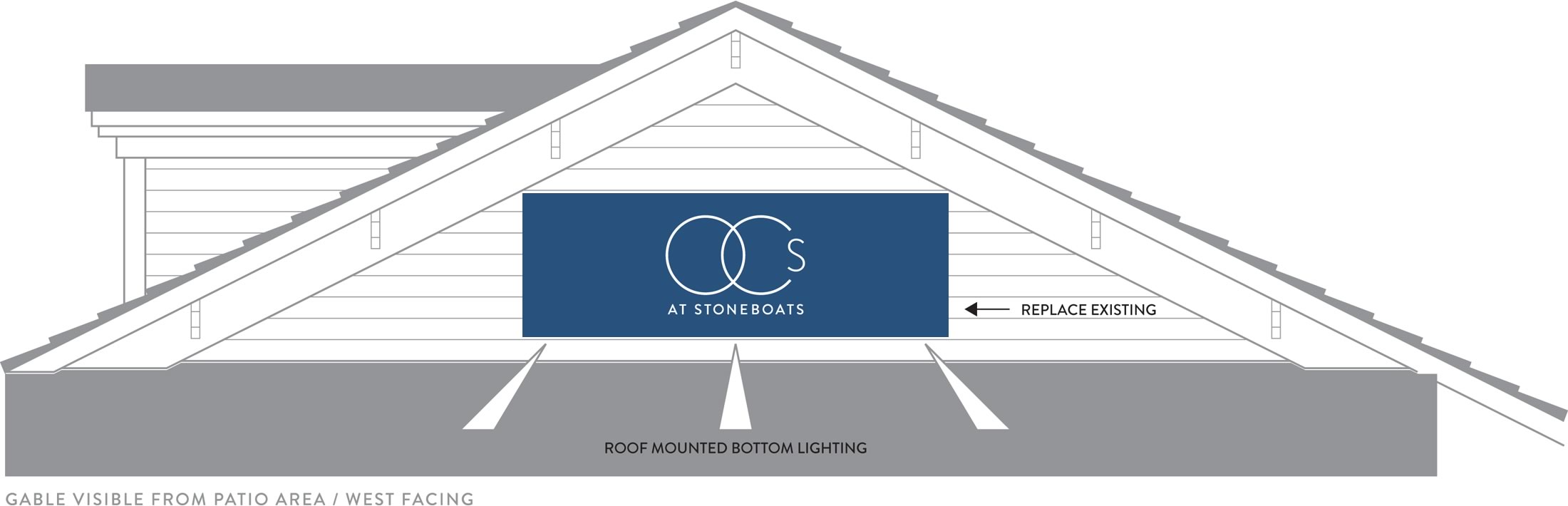 Mechanical artwork depicting the OC’s West Coast roof signage (exterior)