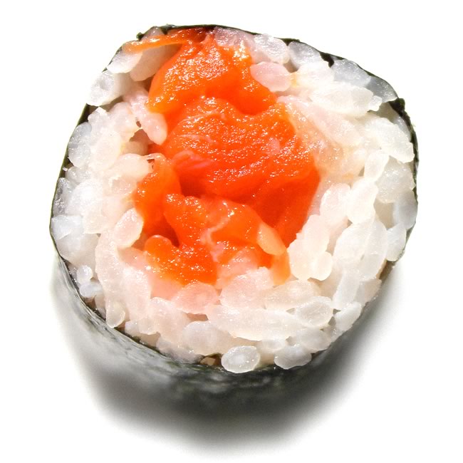 Closeup of a sushi roll