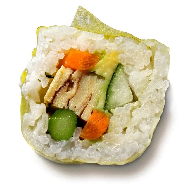 Closeup of a sushi roll