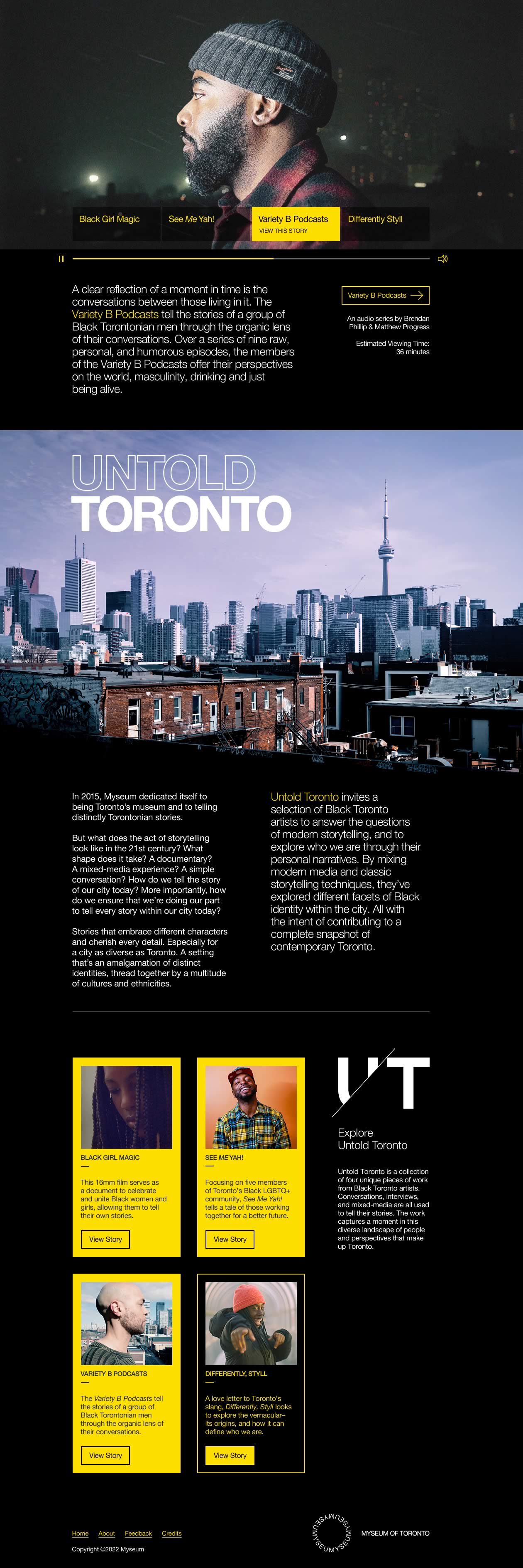 Capture of the full homepage from the Untold Toronto microsite