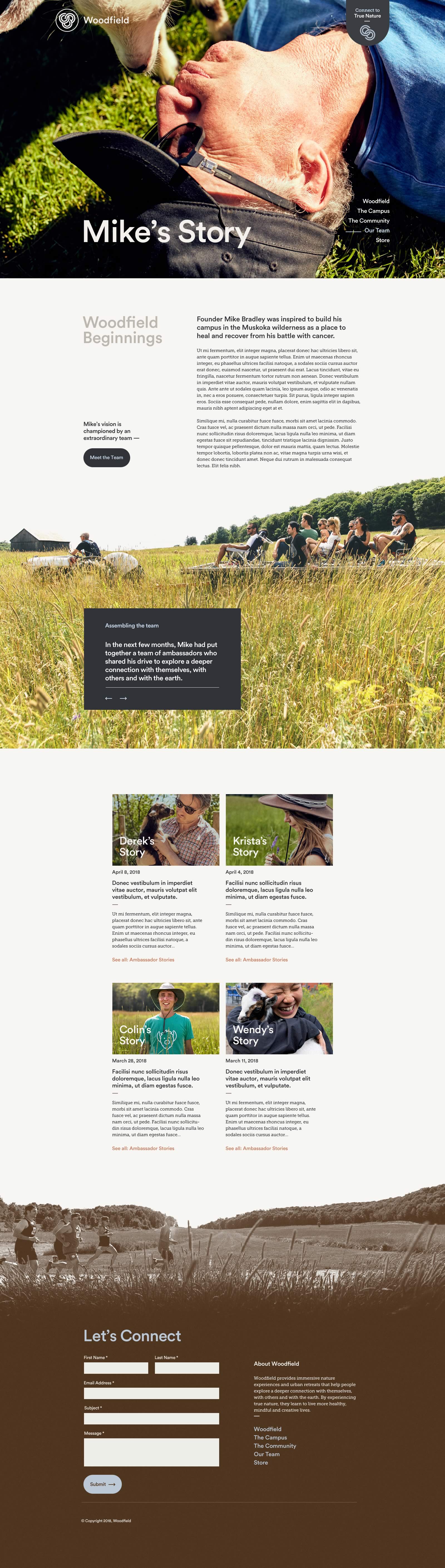 Capture of the full 'Our Team' page from Woodfield website